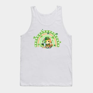 retro st patrick green rainbow - one lucky cat Tank Top